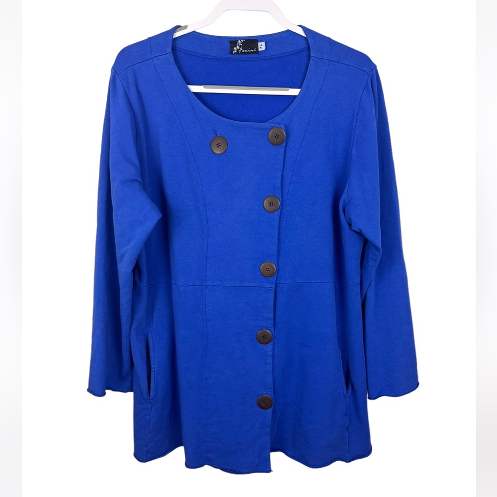 Fenini Blue Knit Jacket Top